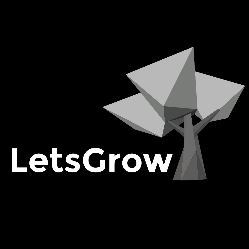 LetsGrow Logo - Greyscale on Black